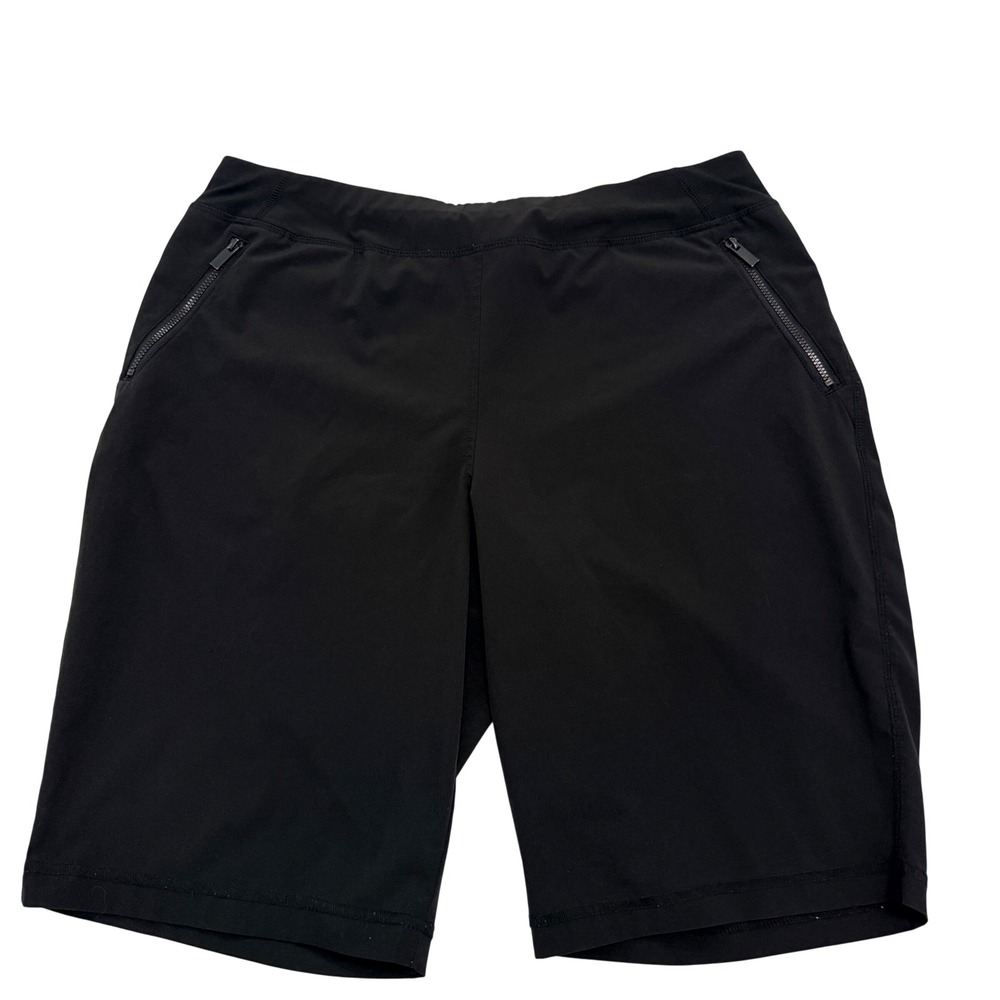 Chico's Zenergy Shorts Womens 1 (US 8) Black Athletic Zipper Pocket Stretch